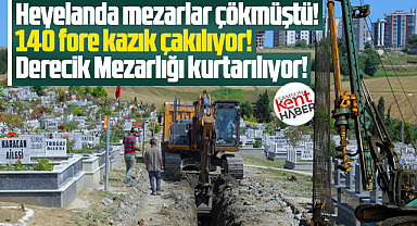 Samsun'da Derecik Mezarlığını heyelandan kurtarma çalışmaları sürüyor