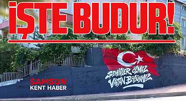 Samsun'da o duvara 'Şehitler Ölmez Vatan Bölünmez' grafitisi yapıldı