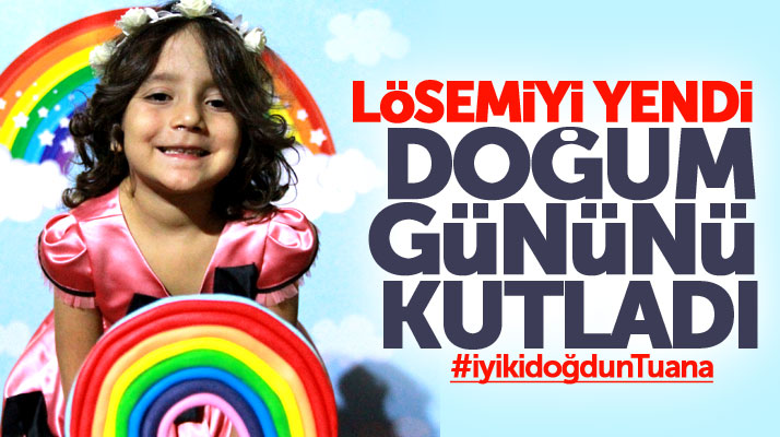 Samsun'da lösemiyi yenen Tuana Çelenk, 6'ıncı yaş gününü pasta keserek kutladı