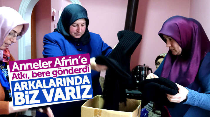 Samsunlu anneler Afrin'de ki askerlere ördükleri atkı ve bereleri gönderdi