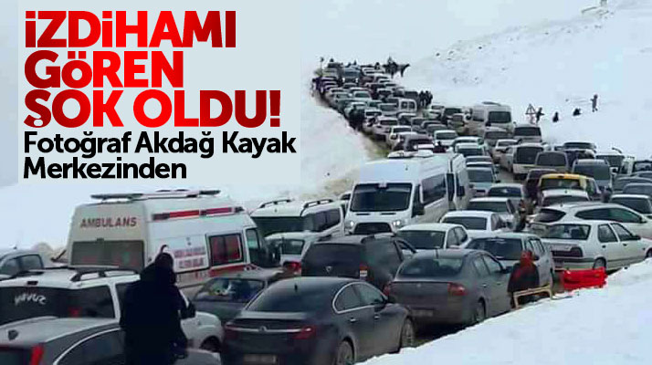 Samsun'da Ladik Akdağ Kayak Merkezinde yaşanan araç kuyruğu görenleri şoke etti