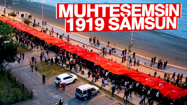 Samsun'da 1919 metrelik dev bayrak yürüyüşünde 19 Mayıs coşkusu yaşandı