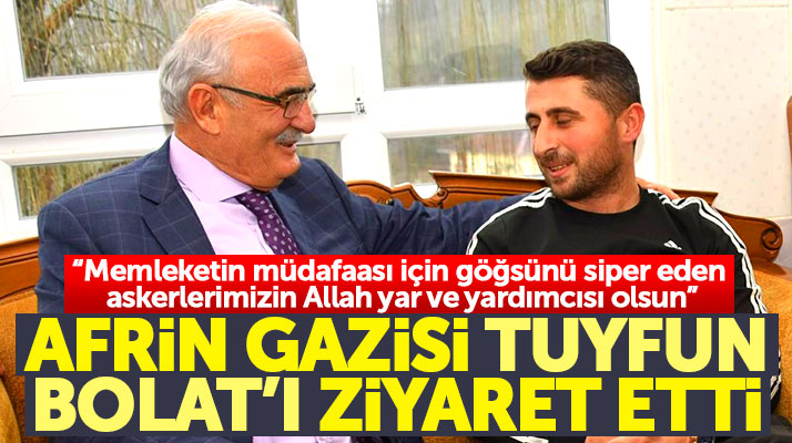 Yusuf Ziya Yılmaz, Zeytin Dalı Harekatı gazisi Tayfun Bolat'ı evinde ziyaret etti