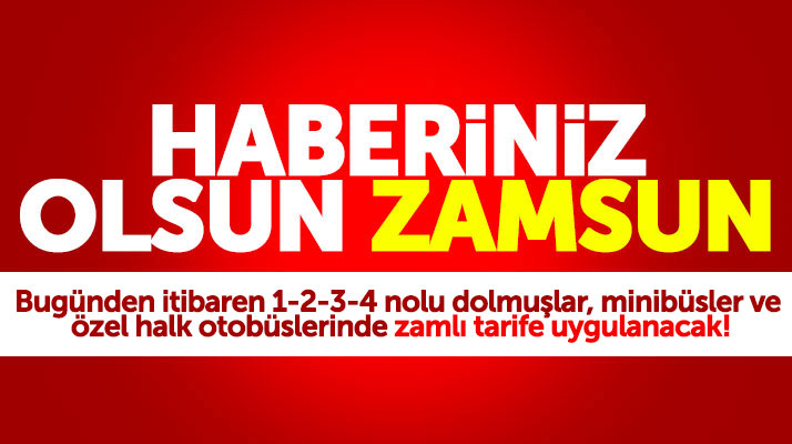 Samsun'da dolmuş, minibüs ve özel halk otobüsleri zamlı ücret alacak