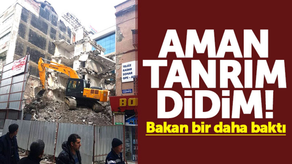 Samsun'da 6 katlı binanın yıkımını yapan iş makinesi operatöründen tehlikeli hareketler