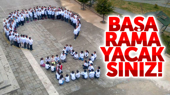 Samsun Havza'da 150 öğrenci Türk bayrağı figürü oluşturup askerimize selam gönderdi