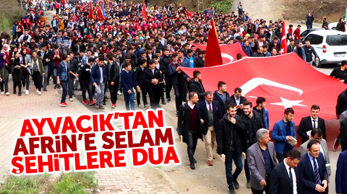 Samsun'un Ayvacık ilçesinde Afrin şehitleri için yürüyüş yapıldı