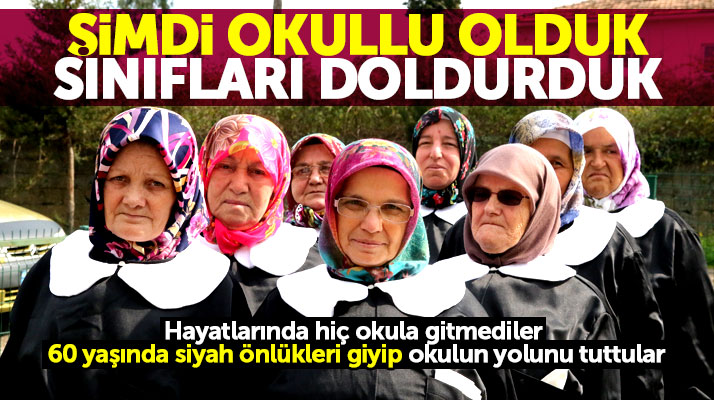 Samsun 19 Mayıs'ta 8 yaşlı kadın siyah önlük giyip okuma yazma kursuna başladı