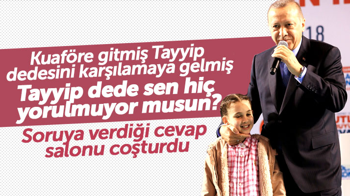 Recep Tayyip Erdoğan'a Samsun'da 'Tayyip dede sen hiç yorulmuyor musun' diyen kız