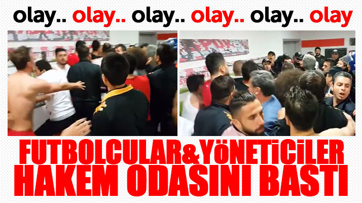 Samsunsporlu futbolcular Denizlispor maçı sonrası hakem odasını bastı olay görüntüler