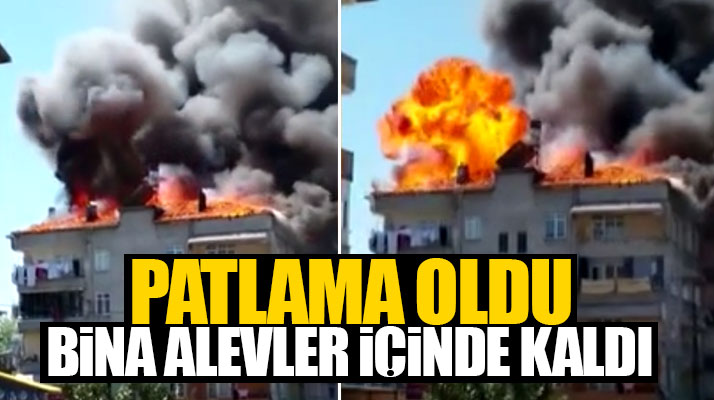 Samsun Çarşamba'da 4 katlı binanın çatı katında yangın çıktı patlamalar oldu