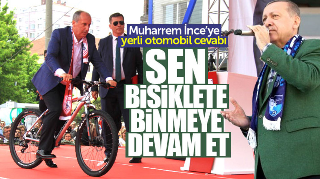 Erdoğan'dan Samsun mitinginde bisiklet süren İnce'ye mesaj: Bisiklete binmeye devam etsin