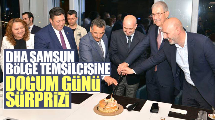 Samsun Valisi Kaymak'tan DHA Samsun Bölge Temsilcisi Sandıkçı'ya doğum günü sürprizi