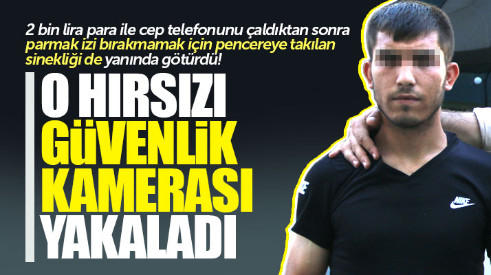 Samsun'da eve giren hırsız parmak izi bırakmamak için sinekliğide çaldı!