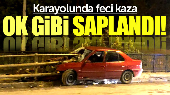 Samsun'da feci kaza! Demir bariyerler otomobile ok gibi saplandı