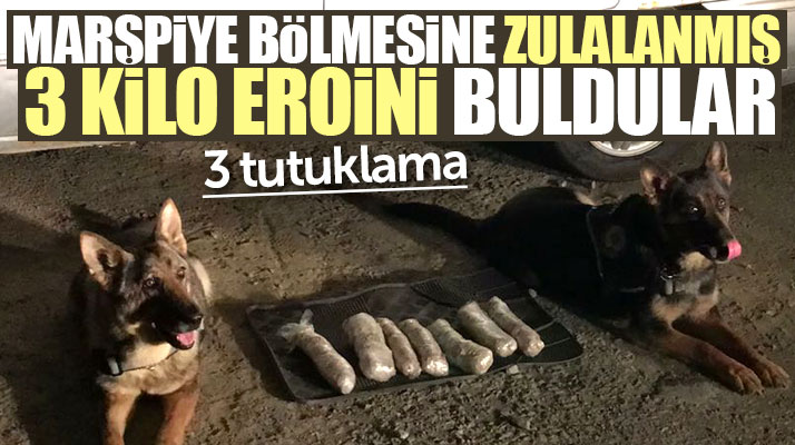 Samsun'da narkotik köpekleri marşpiye bölümünde 3 kilo eroin yakaladı! 3 kişi tutuklandı