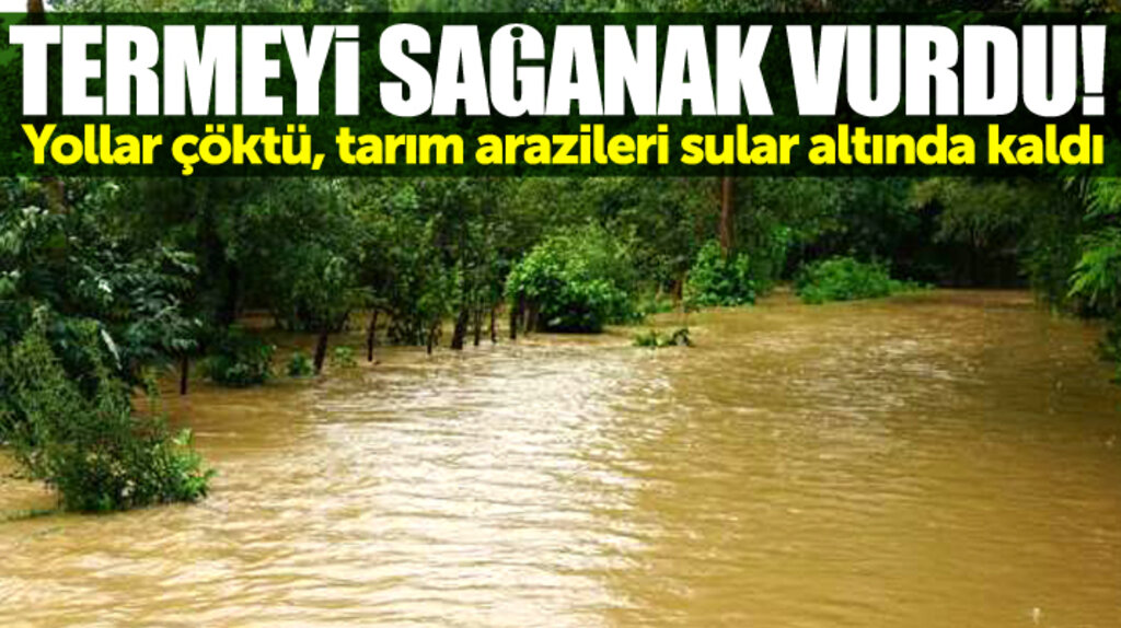Samsun'un Terme ilçesini sağanak yağış vurdu! Yollar çöktü, araziler sular altına kaldı