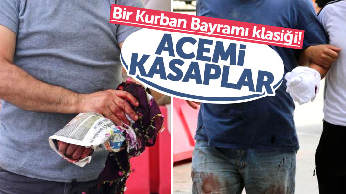 Samsun'da Kurban Bayramı klasiği! Acemi kasaplar yine kendilerini kesti
