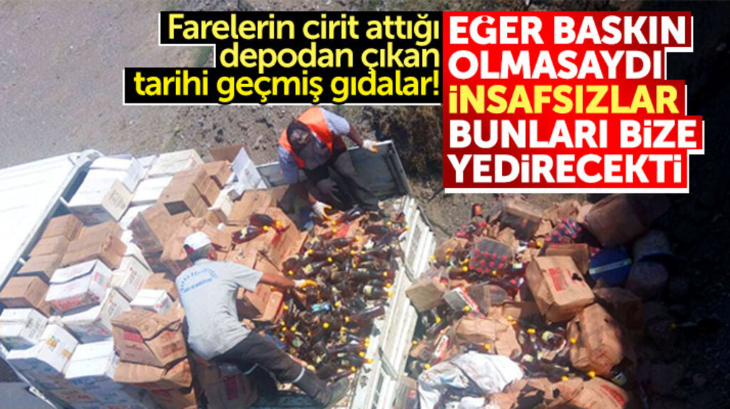 Samsun Bafra'da farelerin cirit attığı depodan tarihi geçmiş çok sayıda gıda ele geçirildi