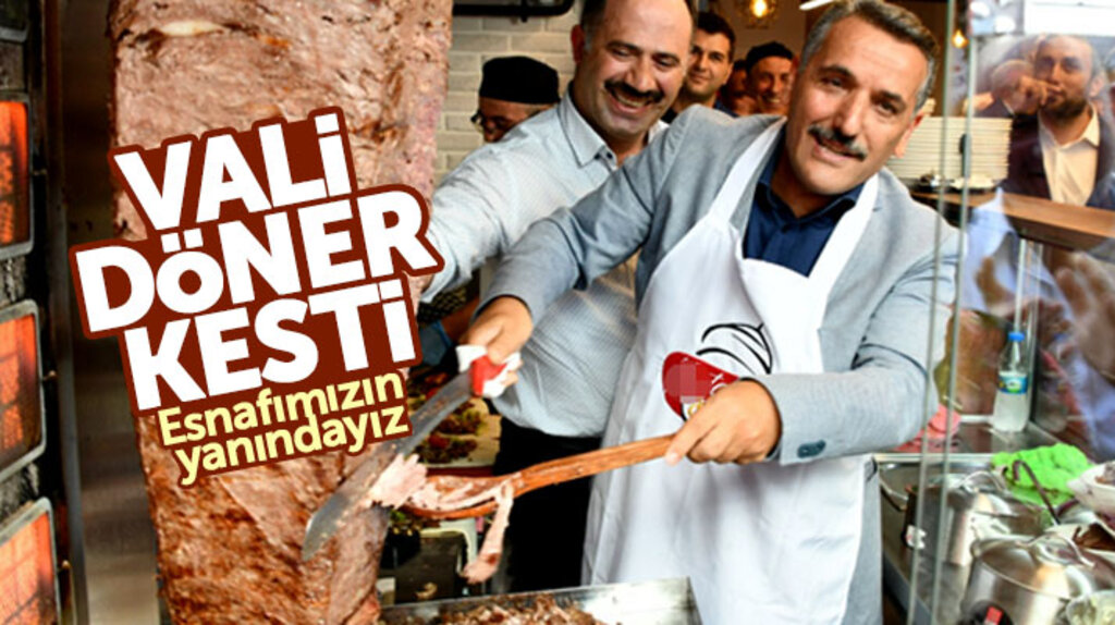 Samsun Valisi Osman Kaymak döner salonunda döner kesti esnafa moral verdi