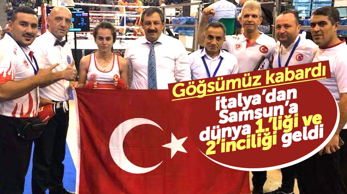 Samsun'a Kick Boks'ta İtalya'dan dünya birinciliği ve ikinciliği geldi