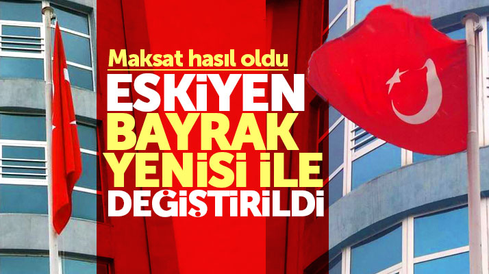 Samsun Kent Haber uyardı yıpranmış bayrağın yerine yenisi göndere çekildi