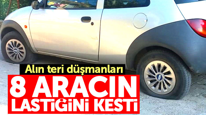 Samsun'un Vezirköprü ilçesinde 8 aracın lastiğini kestiler
