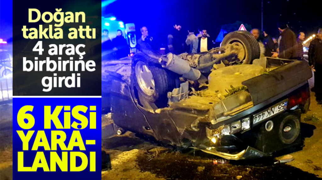 Samsun Bafra'da alkollü sürücü zincirleme kazaya neden oldu 6 kişi yaralandı