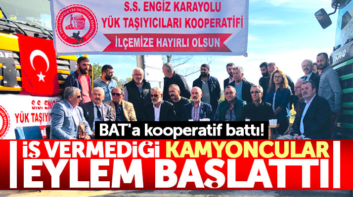 Samsun'un 19 Mayıs ilçesinde kamyonculardan BAT eylemi
