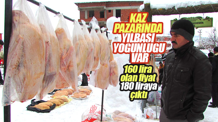 Samsun'un Kavak ilçesine kurulan kaz pazarında yılbaşı nedeniyle kaz fiyatı 180 lira oldu