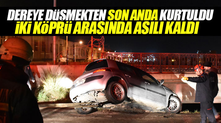 Samsun Tekkeköy'de kaza! İki köprü arasında asılı kaldı dereye düşmekten kurtuldu