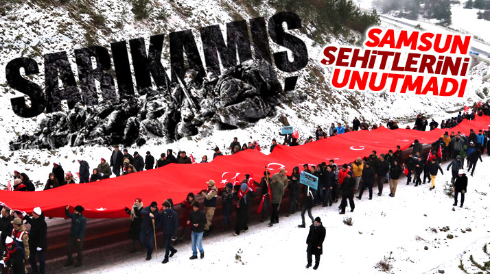 Samsun'un Alaçam ilçesinde düzenlenen yürüyüşte Sarıkamış şehitleri anıldı