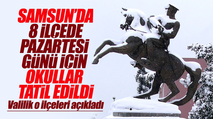 Samsun'da kar yağışı nedeniyle Pazartesi günü okullar 8 ilçede tatil edildi