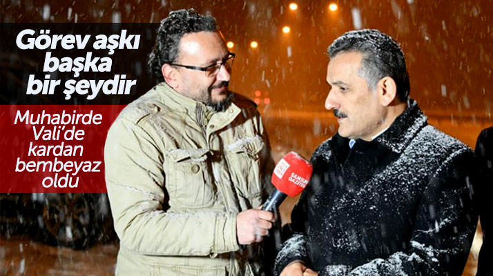 Samsun Valisi Osman Kaymak'ta muhabirde kar altında bembeyaz oldu