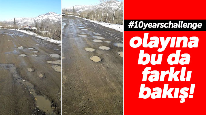 Samsun'un Avyacık ilçesinde çukurlu yolların fotoğrafları 10 years challenge oldu