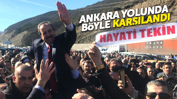 İYİ Parti'nin Samsun Büyükşehir adayı Hayati Tekin'e Ankara yolunda coşkulu karşılama