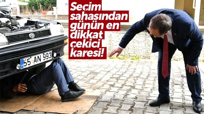 Samsun'da seçim sahasından günün en dikkat çekici karesi Zihni Şahin'den geldi