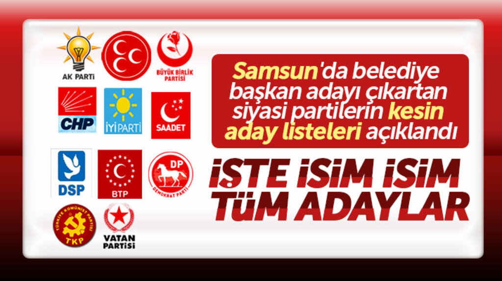 Samsun'da siyasi partilerin kesin aday listesi ilan edildi işte tüm partilerin başkan adayları