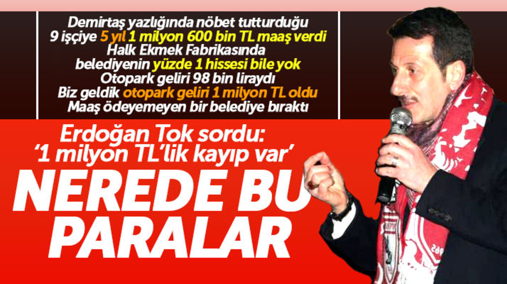 Erdoğan Tok Necattin Demirtaş döneminden 1 milyon TL'lik kayıp otopark geliri olduğunu açıkladı