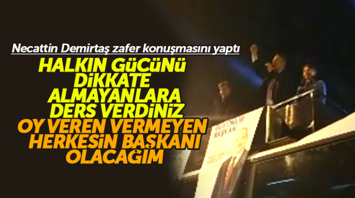 Samsun'da İlkadım Belediye Başkanı seçilen Necattin Demirtaş zafer konuşması yaptı