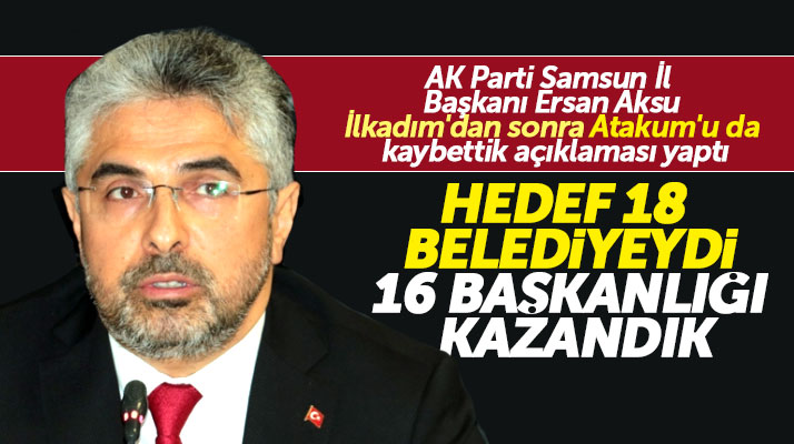 AK Parti Samsun İl Başkanı Aksu: Hedef 18 belediyeydi 16 belediye başkanlığını kazandık