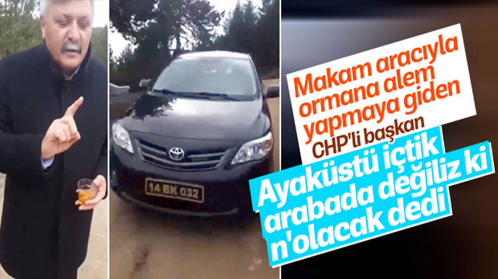 Belediye başkanı makam aracı ile gittiği ormanda viski içerken görüntülendi