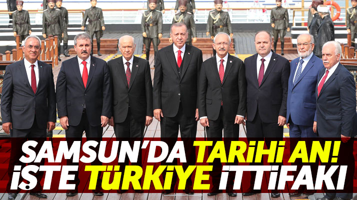 Samsun'da 19 Mayıs'ın 100. yılında tarihi an! Tütün İskelesinde birlik pozu verdiler
