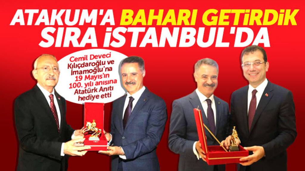 Cemil Deveci, Kılıçdaroğlu ve İmamoğlu'na 19 Mayıs'ın 100. yılında Atatürk Anıtı hediye etti