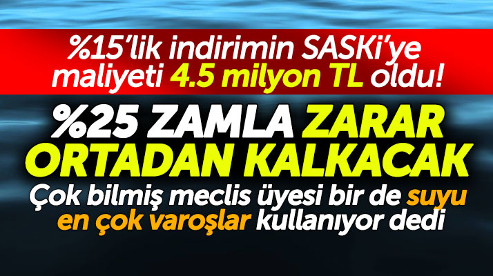 Samsun SASKİ suya yapılan yüzde 15'lik indirimden 4.5 milyon TL zarar etti