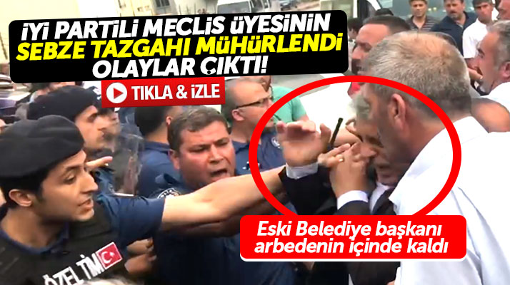 Samsun Tekkeköy'de İYİ Partili meclis üyesinin meyve tezgahı mühürlendi olaylar çıktı