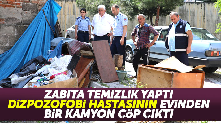 Samsun'un İlkadım ilçesinde dizpozofobi hastasının evinden bir kamyon çöp çıktı