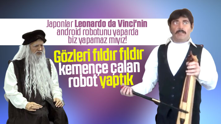 Samsun'da kemençe çalarak türkü söyleyen android heykel yapıldı