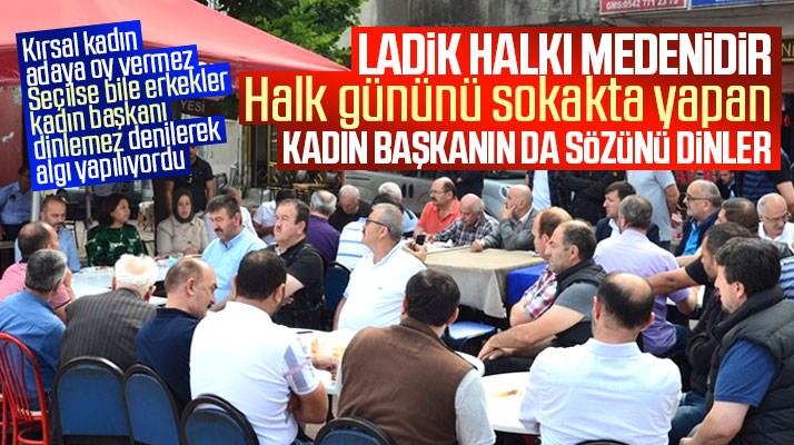 Samsun'un tek kadın belediye başkanı Ladik'te esnaflarla sokakta halk günü yaptı