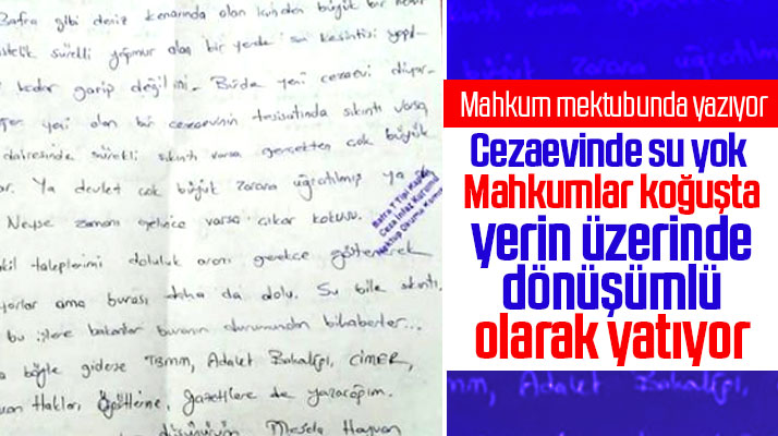 Samsun'da Bafra T Tipi Kapalı Cezaevinde su yok mahkumlar yerde yatıyor iddiası